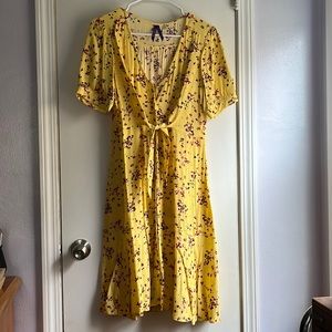 Seraphine Tie Front Dress with Ruched Shoulders